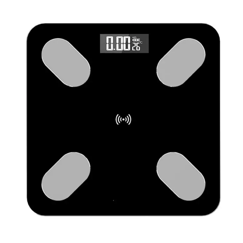 Умные весы с ЖК-дисплеем, цифровые электронные весы для взвешивания, бытовые весы с Bluetooth для взвешивания жира - Цвет: Black battery