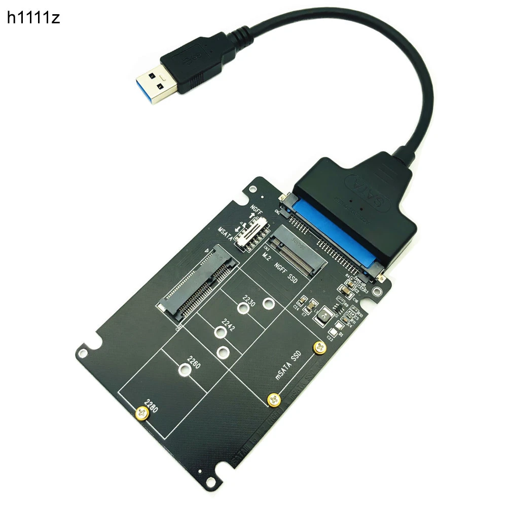 Adaptador mSATA a SATA B Key m.2 SATA SSD a SATA tarjeta adaptadora mSATA m.2 NGFF a USB Convertidor para mSATA + M.2 2 en 1 SSD HDD de tarjetas de