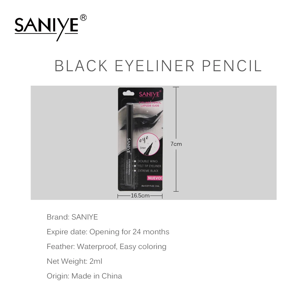 SANIYE 1 шт., черный стойкий карандаш для глаз, Водостойкая Подводка для глаз, косметическая, косметическая, макияж, подводка для глаз M230