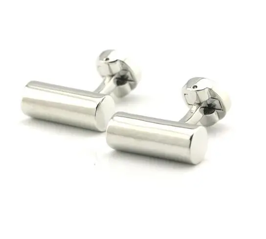 Silver 10 пар/лот медное покрытие круглые колонны запонки круглый цилиндр Запонки Gunblack золото серебро мужские ювелирные изделия - Окраска металла: Silver