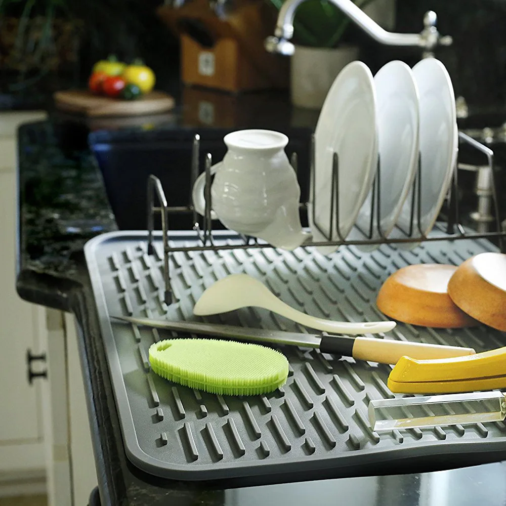 

[Europe And America] Creative Kitchen Drying Pad Multi-functional Silicone Draining Pad Fruit & Vegetable Water Draining Pad 40X
