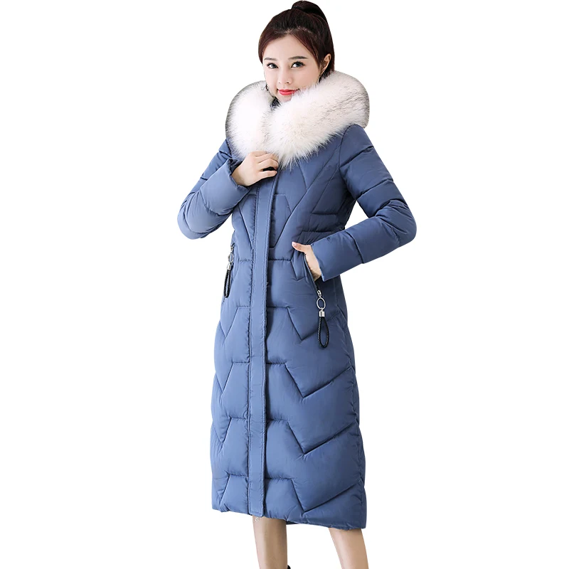 

2020 Winter down cotton jacket women's plus size thick warmth slim long coat fashion hooded big fur collar female coat jacket