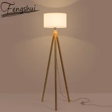 Nordic Wood fabric LED Floor Lamps For Living Room Triangle Floor Lights Lighting Bedroom Study Home Decor Standing Lamp