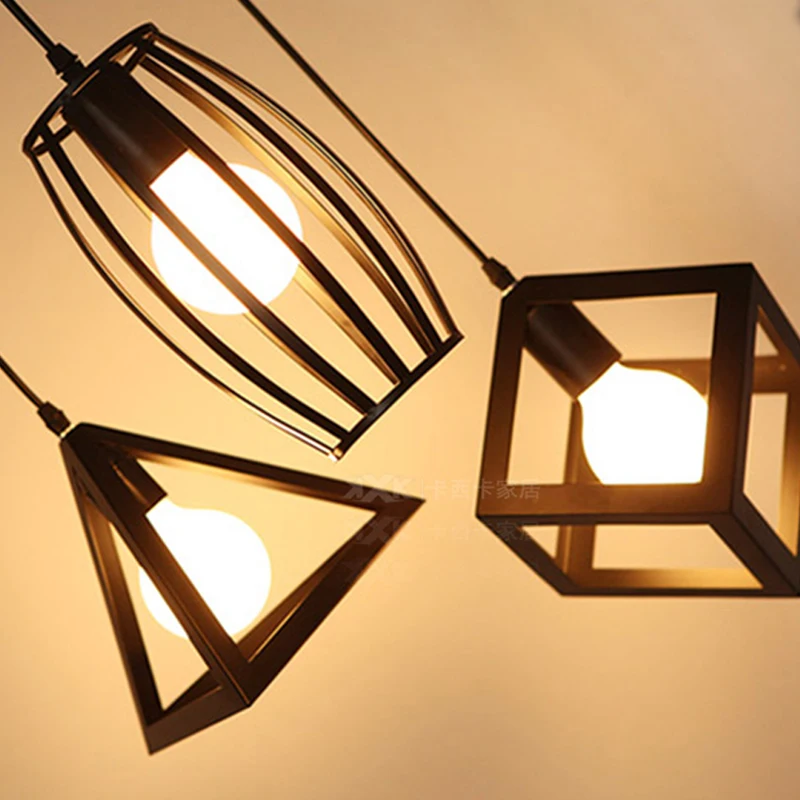 

Modern Wrought Iron Concise Three Head Industry Wind Bar Counter Loft Originality Personality A Living Room Restaurant Lamp