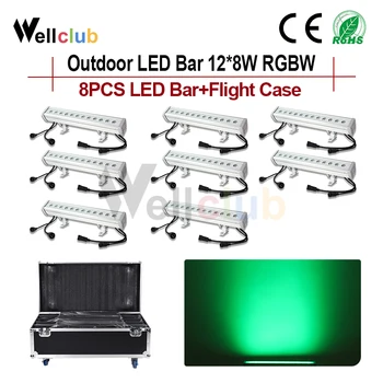 

8pcs With Case LED Wall Washer Light Bar IP65 Waterproof 12x8w Dmx Dj Light For Outdoor Light Landscape Garden Building Bridge