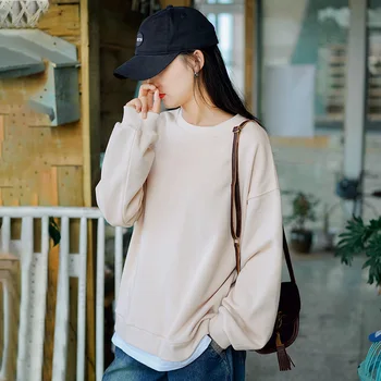 

NINI WONDERLAND 2020 Autumn Casual Vintage Sweatshirt Female Patchwork Korean Style Pullovers Clothes Brief Sweatshirt Women