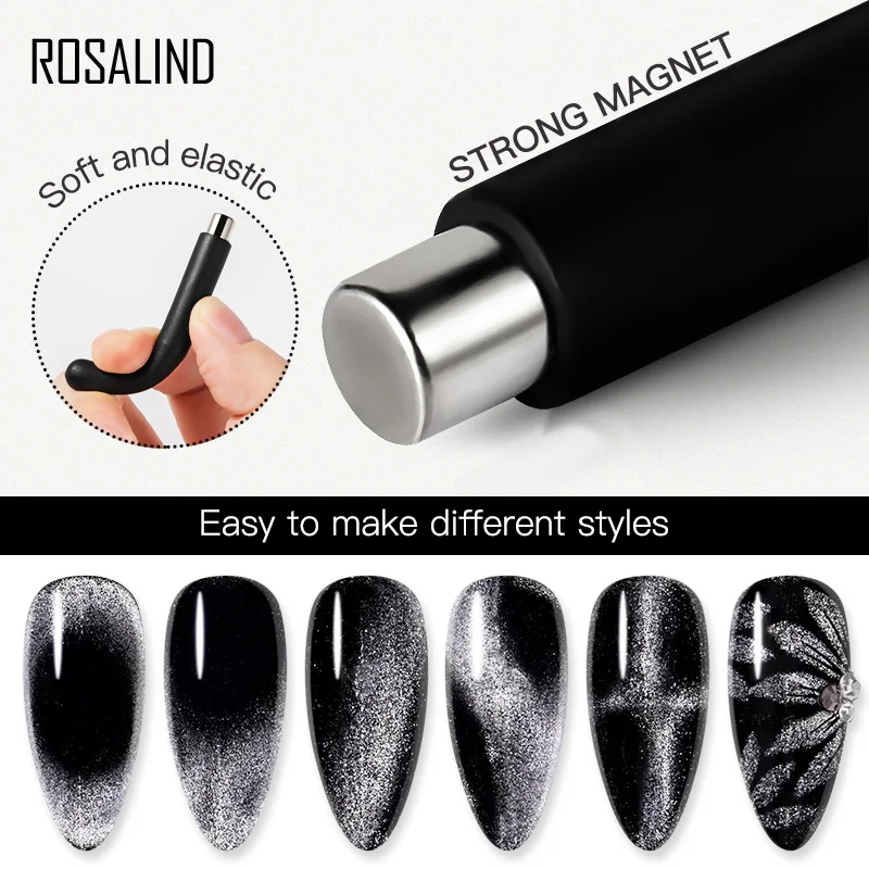 ROSALIND-imán para manicura de ojos de gato, para esmalte de uñas en Gel, efecto de tira de línea 3D, bolígrafo magnético fuerte, herramientas de barniz de Gel