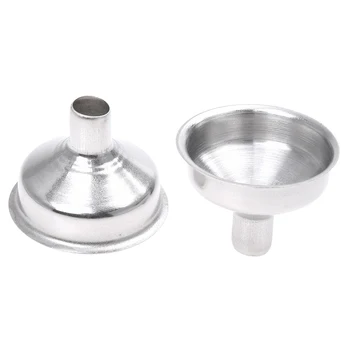 

HOT-2Pcs Stainless Steel Hip Flask Funnel--Silver