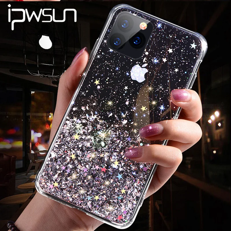 Чехол для iPhone 11 Pro Max XS XR X 8 7 6 6s Plus силиконовый прозрачный с блестками | Мобильные