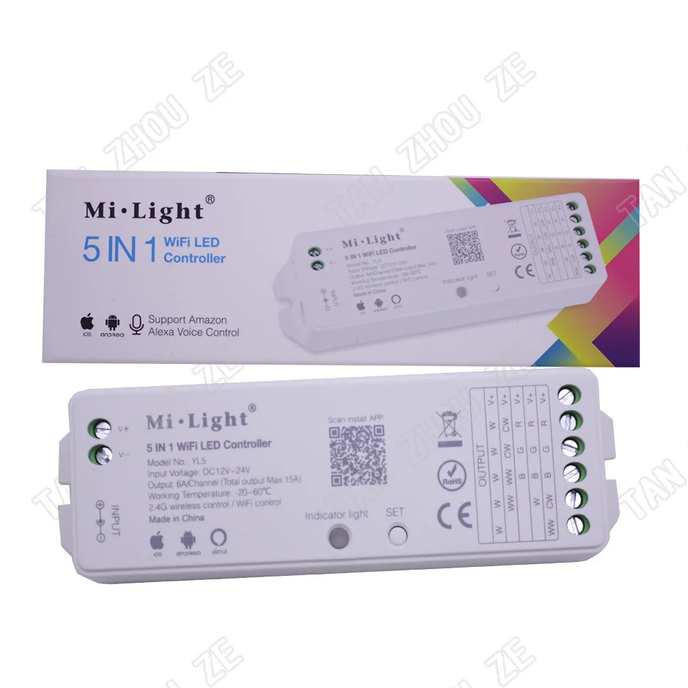 Milight YL5 5 в 1 светодиодный wifi контроллер Für RGB RGBW RGB CCT Einzigen farbe светодиодный streifen licht Amazon Alexa stimme telefon App Re