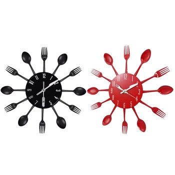 

Home Decorations Noiseless Stainless Steel Cutlery Clocks Knife and Fork Spoon Wall Clock Kitchen Restaurant Home Decor