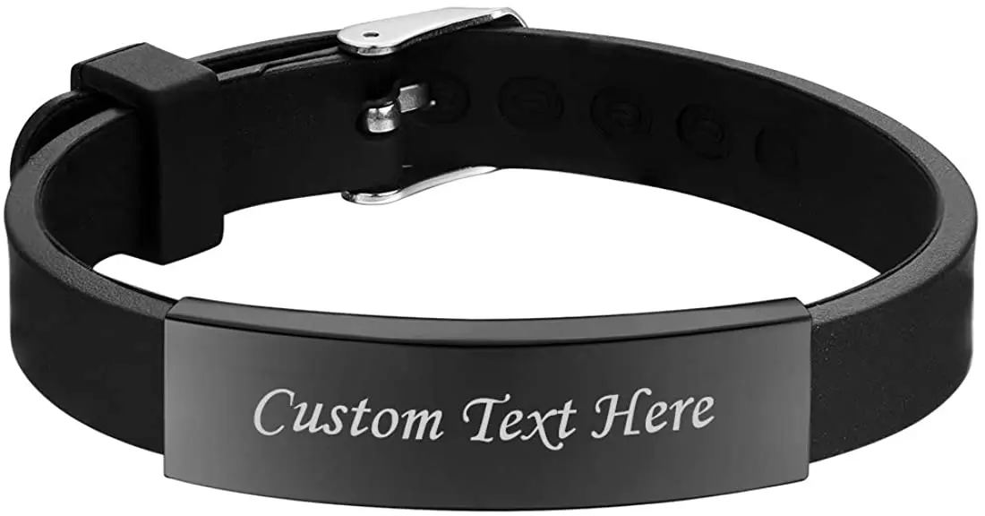 U7 Personalized Engraving ID Bracelet Sport Style Wristband ICE/Name/Text Custom Office Identification Bracelets Bangle