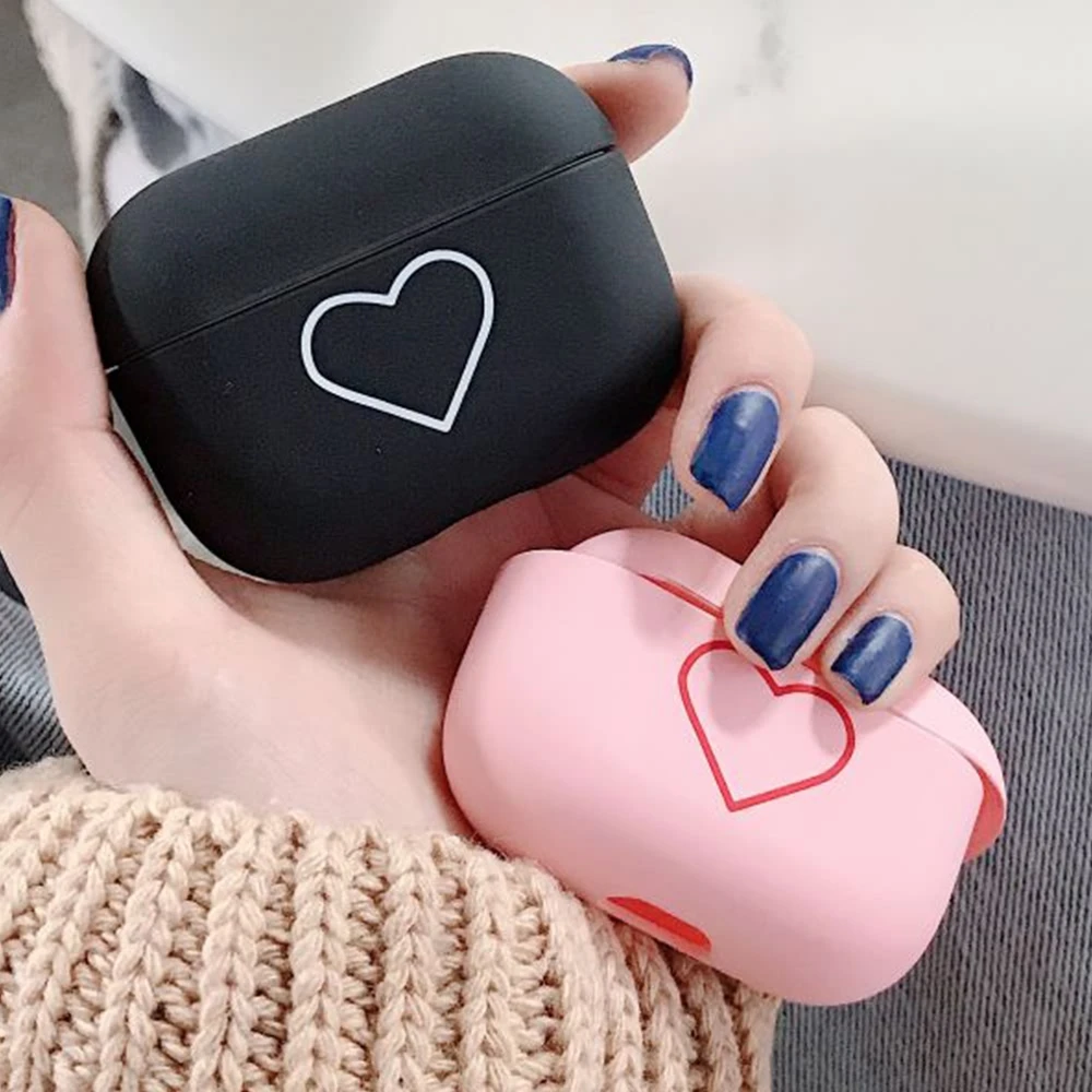 Милый чехол для наушников с сердечком Apple AirPods 1 2 силиконовый женщин и девушек