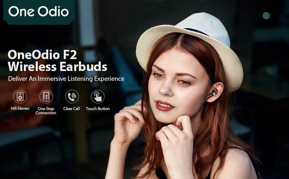 Oneodio F2 Bluetooth Earphones HiFi Stereo Wireless Earbuds With Microphone 48Hrs Playtime TWS Retro Bluetooth 5.0 Headset AAC