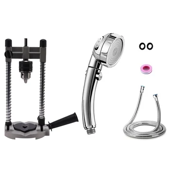 

1set High Pressure Handheld Shower Head with ON/Off Pause Switch & 1 Pcs Multifunctional Drill Stand Adjustable 45-90°