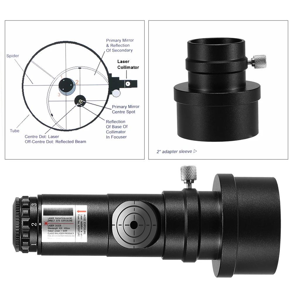 

1.25IN Telescope Collimator 2 INCH Adapter Reflector Telescope SCA Laser Collimator Astronomical Telescope Eye Lens Calibrator