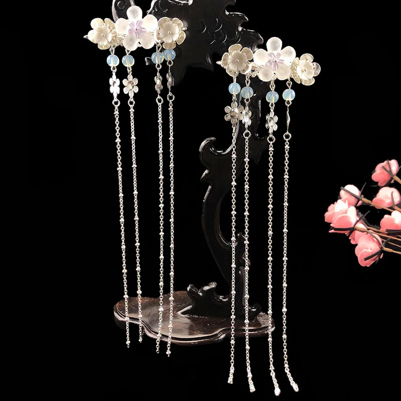 A pair Hair Clip Классический китайский стиль Hanfu Kanzashi кисточка Шпилька, которая сотрясается при ходьбе аксессуары для волос Тиара украшения для волос ручной работы головной убор Косплей - Цвет: A pair Hair Clip