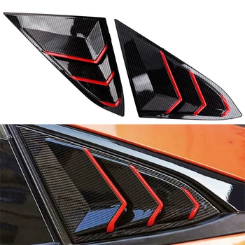

1 Pair Carbon Fiber Style Red Rear Quarter Side Window Scoop Louver Air Vent Cover Fit for Honda Civic 2016 2017 2018 2019 2020