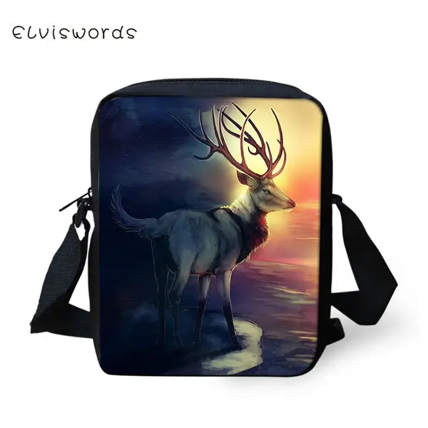 CDWX3894E ELVISWORDS модные женские сумки-мессенджеры Фэнтези Мун олень узор девушки крест тела сумка мультфильм животных девушки мини щитки кошелек - Цвет: CDWX3894E