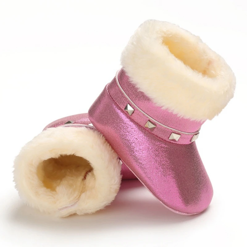 Осенне-зимние детские ботинки; ботинки из искусственной кожи для маленьких девочек; повседневная обувь для малышей; милая нескользящая обувь с мягкой подошвой для новорожденных - Цвет: DP