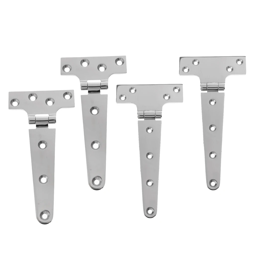 4x Door Barn Trailer Shed Gate Strap T Hinge Heavy Duty Marine Hardware - 316 Stainless Steel - 8 inch 203mm + 6 inch 152mm