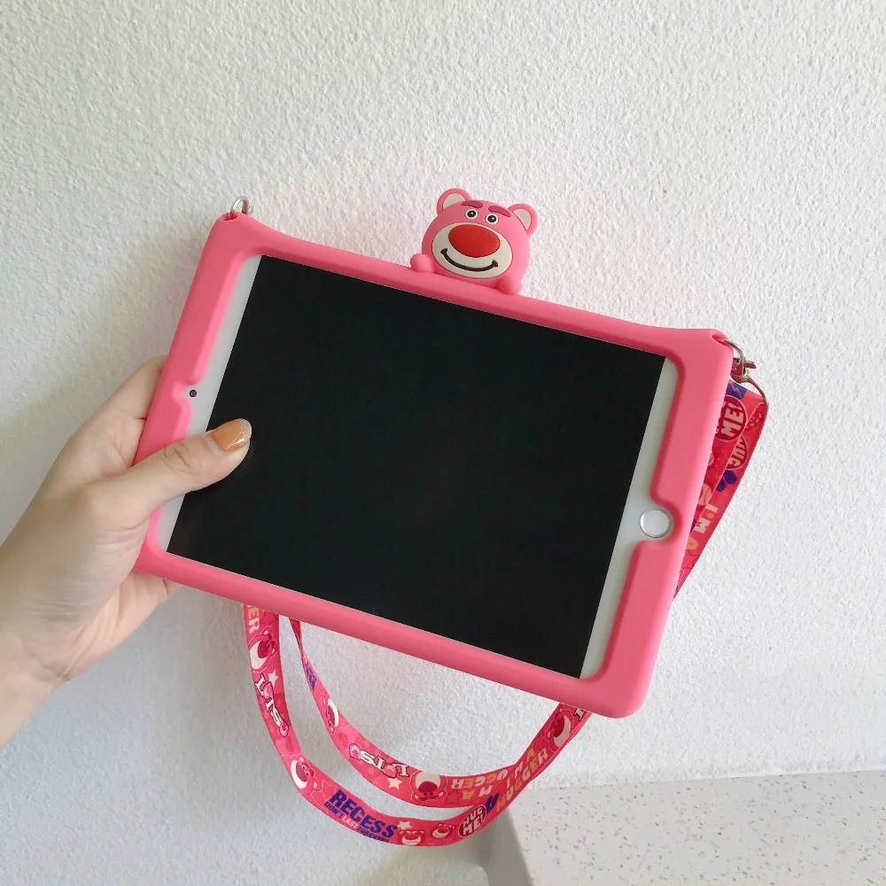 Милый детский чехол для iPad Mini 1/2/3/4/5 Mini 5 4 3 2 1 Mini5 Mini4 Mini3 7,9 '', мягкий силиконовый чехол-подставка из поликарбоната+ ремешок
