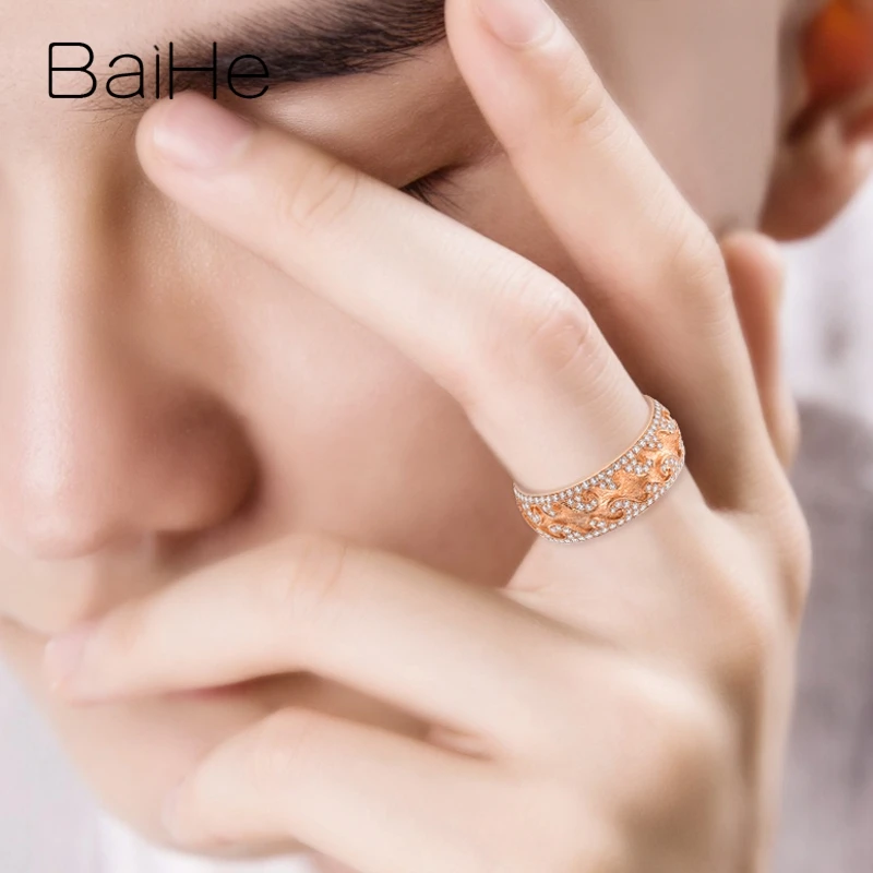BAIHE, 18 К, розовое золото, для мужчин, 1.4ct/для женщин, 0.9ct H/SI, Круглые, натуральные бриллианты, ювелирное изделие для женщин, модное, хорошее ювелирное изделие, подарок для пары, кольцо