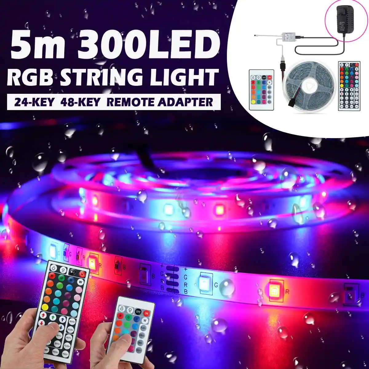 

WATERPROOF DC 12V Colorful 5M 3528 RGB 300 LED Strip Light 24/44 Key Infrared Remote Control Night Light DIY Flexible lights
