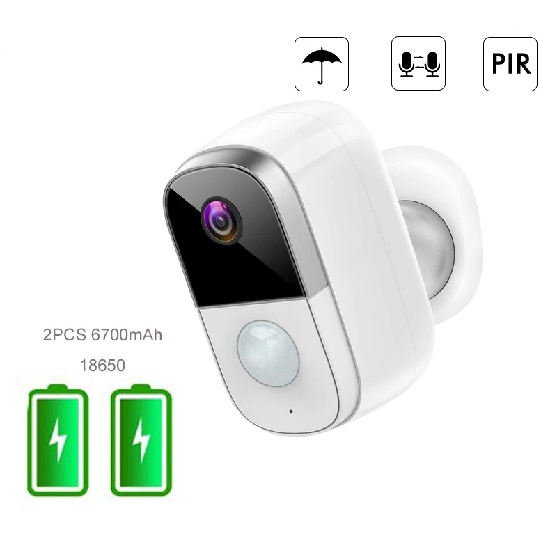 Камера видеонаблюдения IP66 с аккумулятором 1080P Wi-Fi ночным видением и датчиком