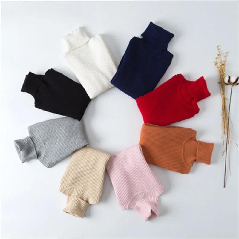 

1-6Y Autumn Winter Children Sweaters Turtleneck Knitted Sweaters Baby Boy Girl Clothing Knit Infant Casual Toddler Long Sleeve