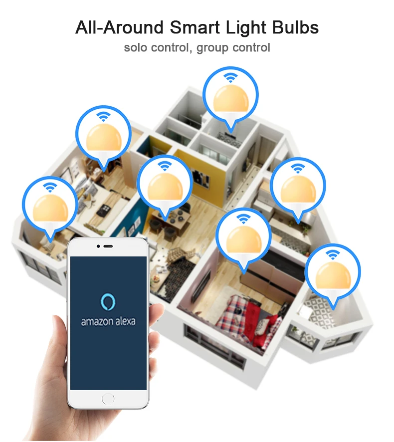 Умный дом Alexa 15 Вт WiFi лампа приложение Управление светодиодный смарт-лампа с регулируемой яркостью работа с Amazon Alexa Echo и Google Home светодиодное освещение лампы