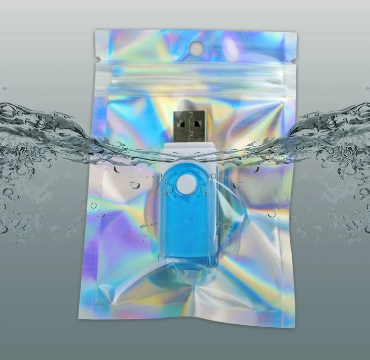 Eyelashe Package In Bulk Holographic Laser Zip  Bag Necklace Storage Custom Brand Logo Sticker Wholesale Idea Gift Packaging