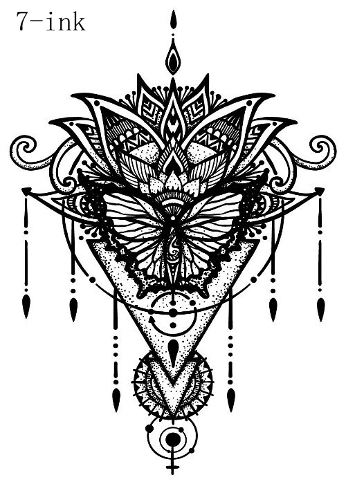 

Temporary Tatoo Sticker Mandala lotus Dreamcatcher tattoo On the chest waist water Transfer Fake Tattoo Flash tatto for adults