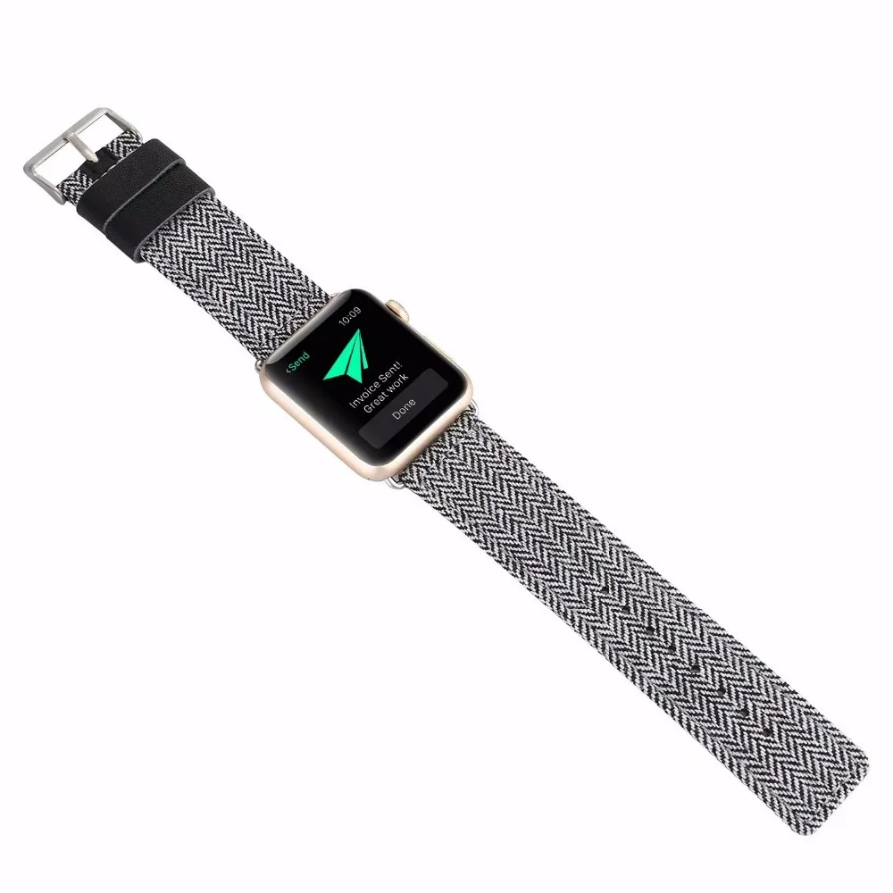 Tschick полоса шаблон холст тканая ткань для Apple Watch Band Регулируемая металлическая пряжка для часов серии 4 3 2 1 Спорт и издание