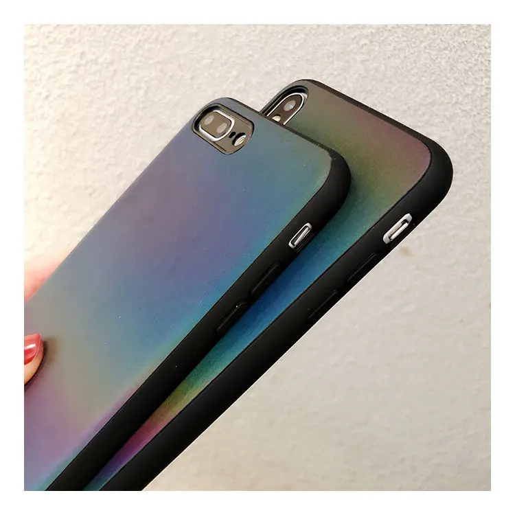 Радужный градиентный блестящий чехол для телефона Iphone Xs Max Xr простой Блестящий