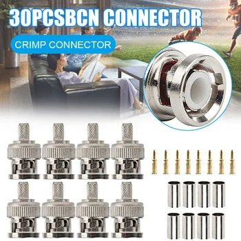 

30pcs Solid Core BNC Male for RG58 RG142 LMR195 RG400 Coax Plug Crimping Version KQS8