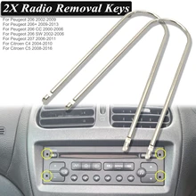 2 pçs chaves de remoção de rádio estéreo do carro veículo cd disassembly changer ferramentas para citroen c4 c5 peugeot 206 acessórios de automóvel em forma de u