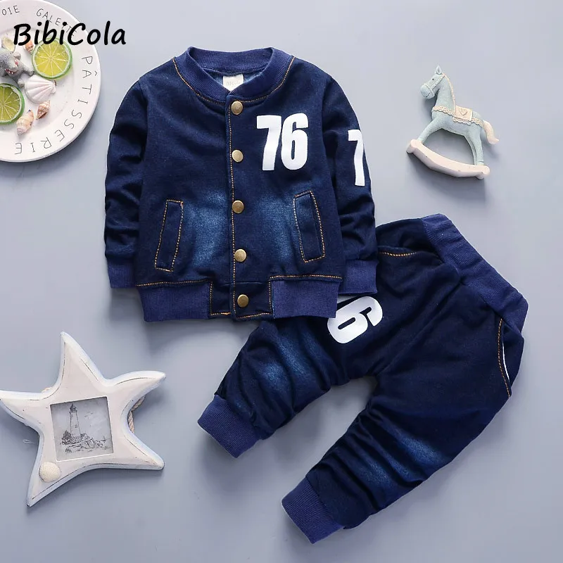 Conjuntos de ropa para bebés, chándales de algodón para niños pequeños, conjunto de tela vaquera, ropa niños recién nacidos