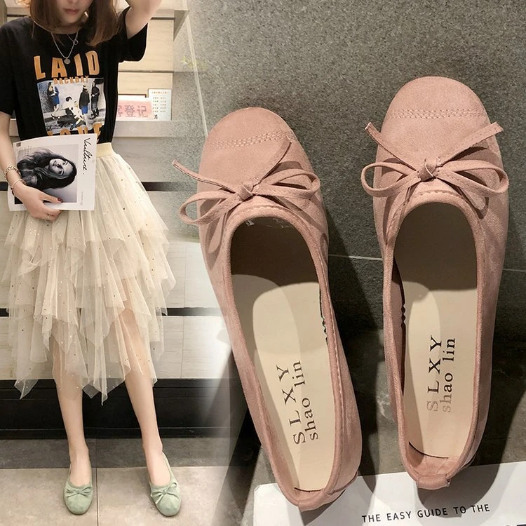 

soft suede joker ballerina floating shoes flat-bottomed version of square sole pregnant women's spring summer boat shoes