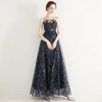 

Elegant Illusion Appliques Evening Dresses Vestido Debutante Fashion O Neck Sleeveless Floor Length Party Prom Gown Women Dress