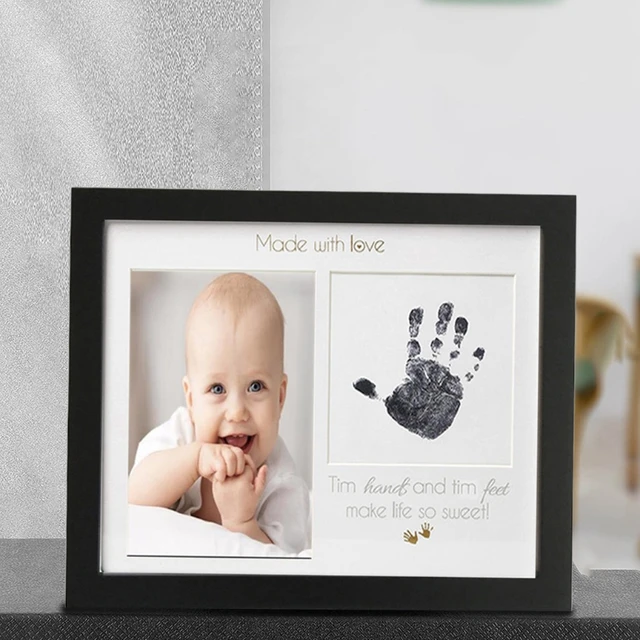 Newborn Milestone Photo Frame Kids Footprint Ink Pad Baby Handprint Photo  Frame