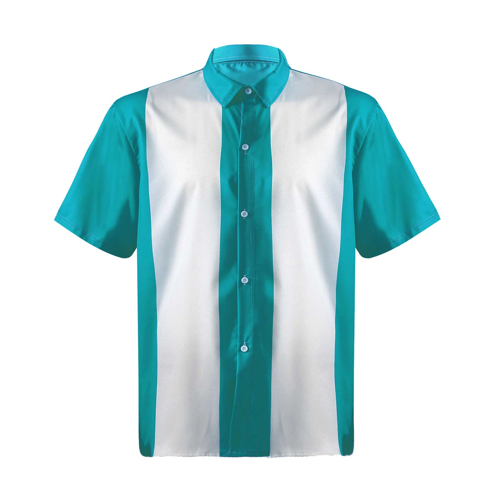 Men Retro Short Sleeve Button T Shirt 