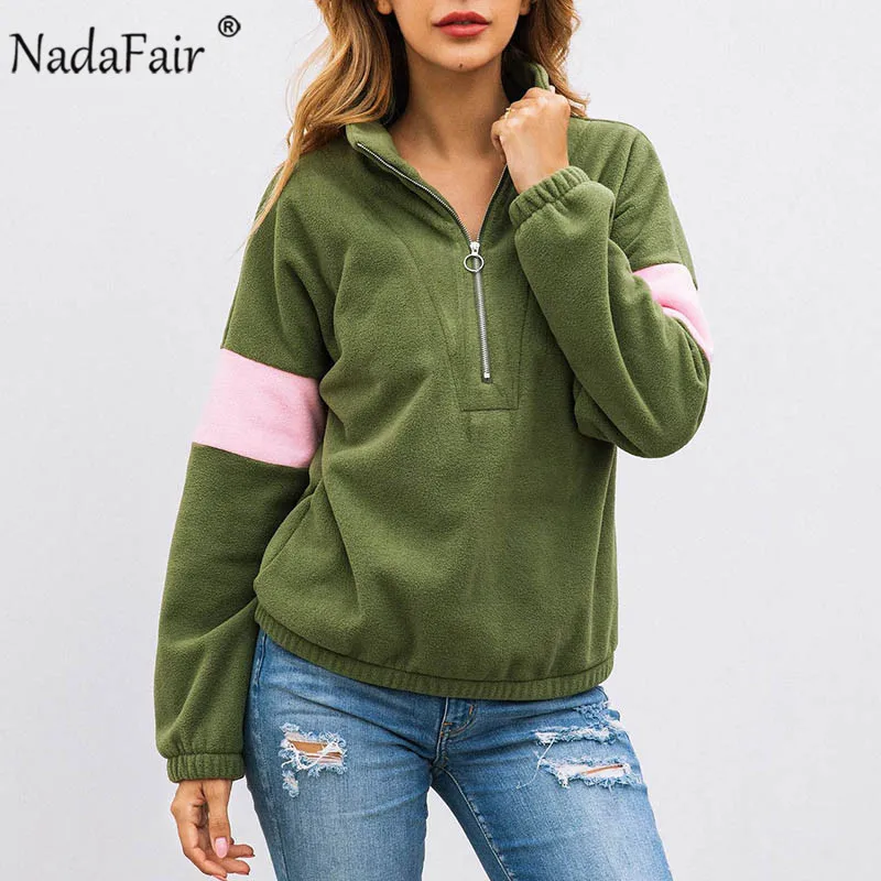 Nadafair лоскутное для женщин повседневные толстовки Толстовка Осень Зима с длинным рукавом Уличная негабаритных толстовка Bangtan
