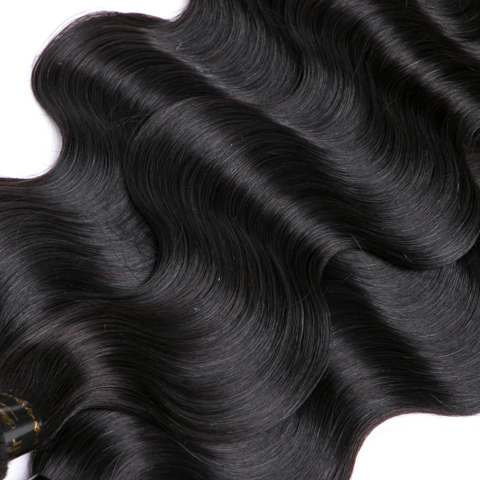 Бразильские объемные волнистые 3 пряди с фронтальной пряди человеческих волос, плетение 13x4, фронтальная кружевная пряди, средний коэффициент, волосы remy 1B