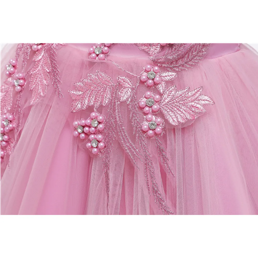 Owligbaby/ бальное платье для девочек; платье для свадебной вечеринки; пять цветов; розовое платье принцессы; однотонная Одежда для девочек; костюмы