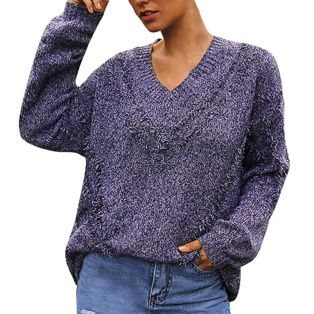 Women Pullover Casual jerseys mujer V-Neck Plus Size Sweaters Korean Style Women Sweater Top Ladies Sweaters Knitwear 2019