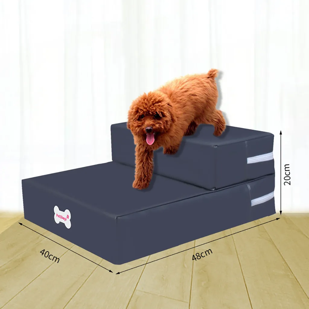 

Multicolor Cushion Supplies Waterproof Leather Foldable Pet Stairs Detachable Pet Bed Cat Dog Ramp 2 Steps Pet Accessories #T