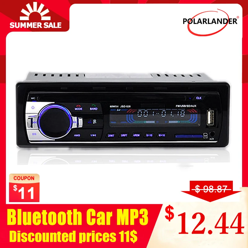 ISO autoradio1din12V 520Car Radio MP3 Audio Player Поддержка функции Bluetooth USB / SD Порт MMC aux inpu