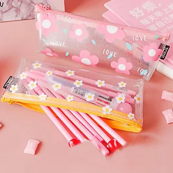

1Pcs Kawaii PVC Waterproof flower Pencil Case Gift Stuents School Pencil Box Pencilcase Pencil Bag School Supplies Stationery