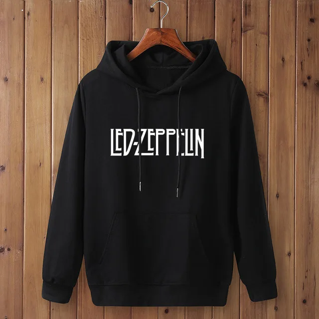 Модный Led-свитшот Led Zeppelin одежда толстовка с капюшоном мужская осень зима хип-хоп с капюшоном - Цвет: Black